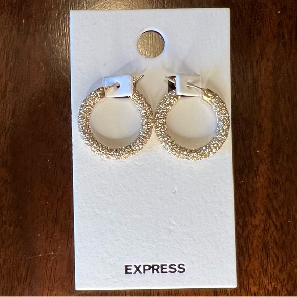 NWT Express Rhinestone Pavé Hoops in Gold Tone or Black - Picture 5 of 10
